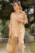 Women's Loose Shirt with Stand-up Collar