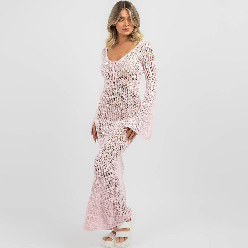 Women's Airy Crochet Maxi Coat