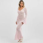 Women's Airy Crochet Maxi Coat
