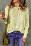 Women's Chunky Knit Sweater with Wide Fit and Decorative V-Neck