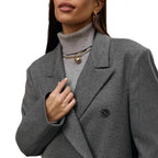 Elegant Double-Breasted Coat with Textured Details
