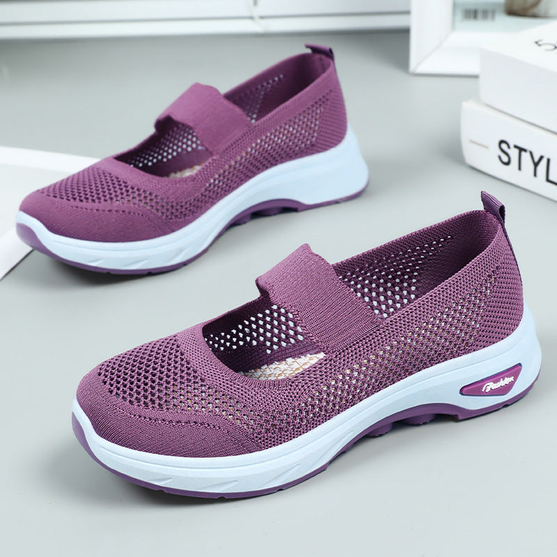 Women's Breathable Comfort Sneakers with Hook-and-Loop Closure