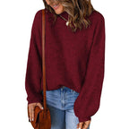 Women's Chunky Knit Sweater with Relaxed Fit and Wide Sleeves