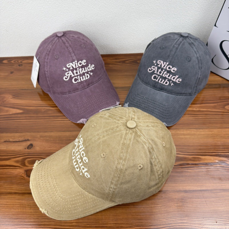Men's Distressed Cotton Baseball Cap