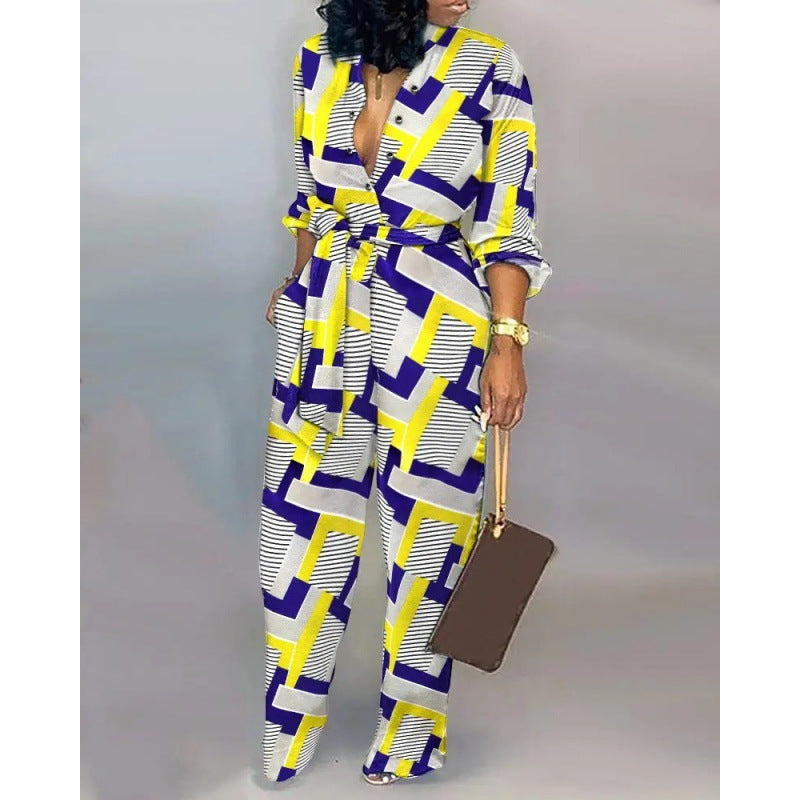 Women's Denim Jumpsuit with Fashionable Patchwork Design and Practical Pockets