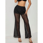 Elegant Sheer Palazzo Pants with Sparkling Accents