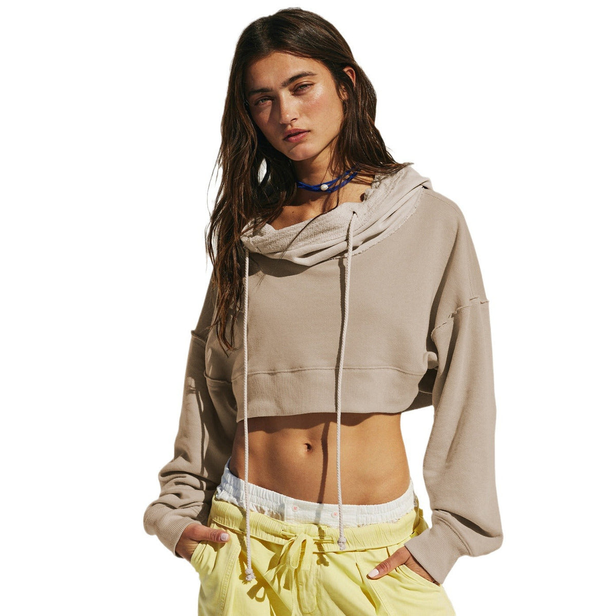 Cropped Sweatshirt with Kangaroo Pocket