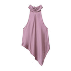 Women's Asymmetrical Top with Elegant Collar