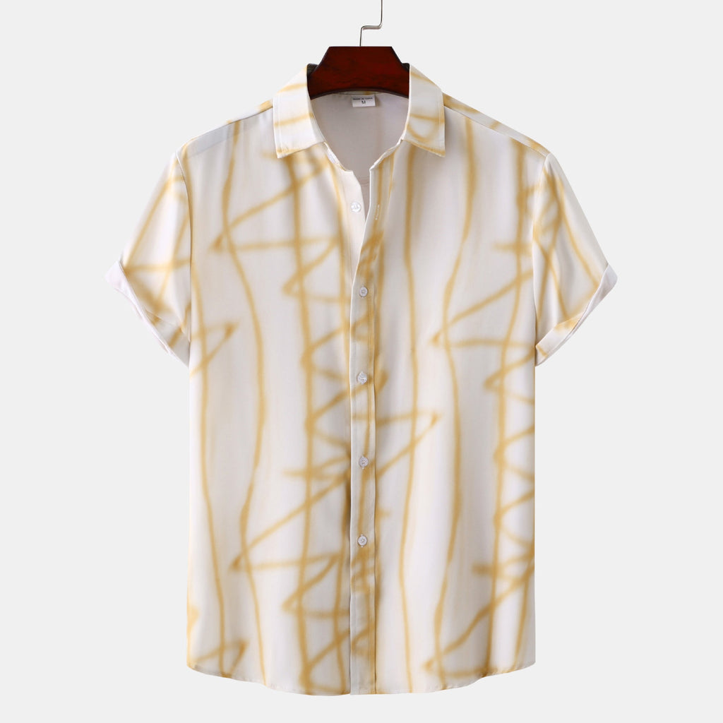 Women's Short-Sleeve Blouse with Modern Abstract Print