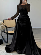 Women's Evening Dress with Sequined Bodice and Satin Skirt