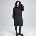 Women's Long Insulated Winter Jacket with Hood