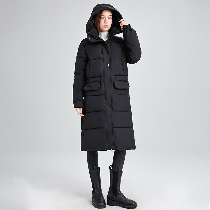 Women's Long Insulated Winter Jacket with Hood