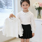 Women's Blouse with Elegant Puff Sleeves and Ruffled Collar