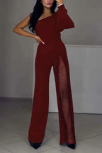 Elegant Jumpsuit with Sheer Inserts and Sequins