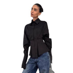 Women's Fashionable Shirt Blouse with Tailored Cut and Voluminous Sleeves