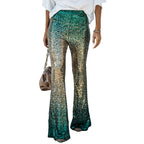 Women's Glittering Flare Pants with Sequin Pattern