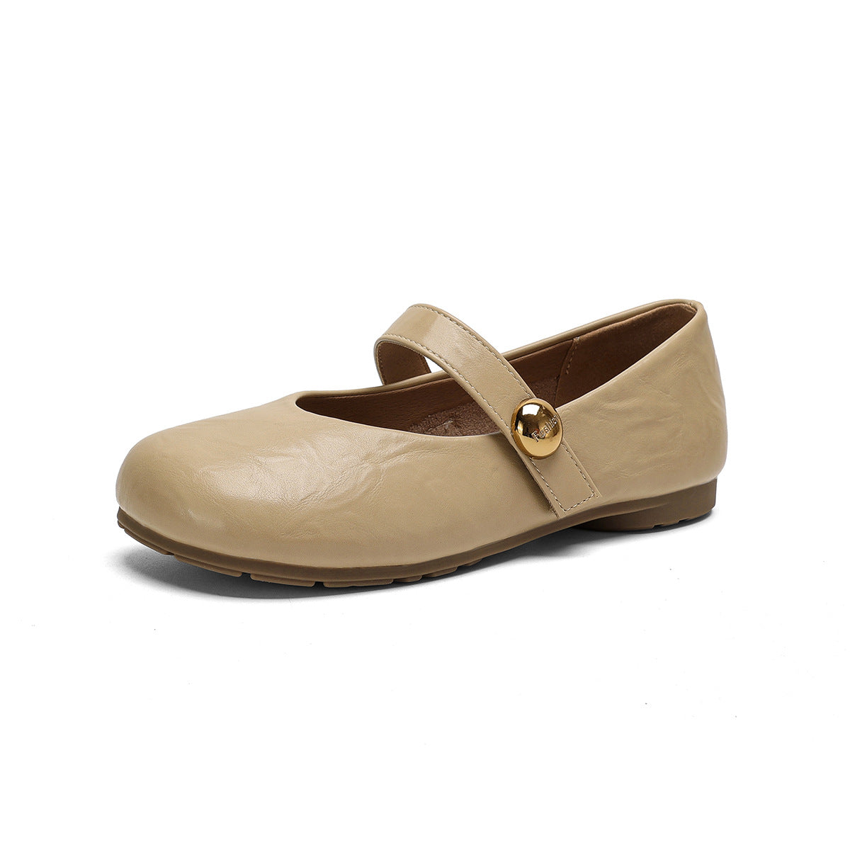 Women's Ballet Flats with Elegant Strap and Fashionable Button Detail