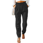 Women's Comfortable and Elegant Summer Pants with Elastic Waist and Pockets
