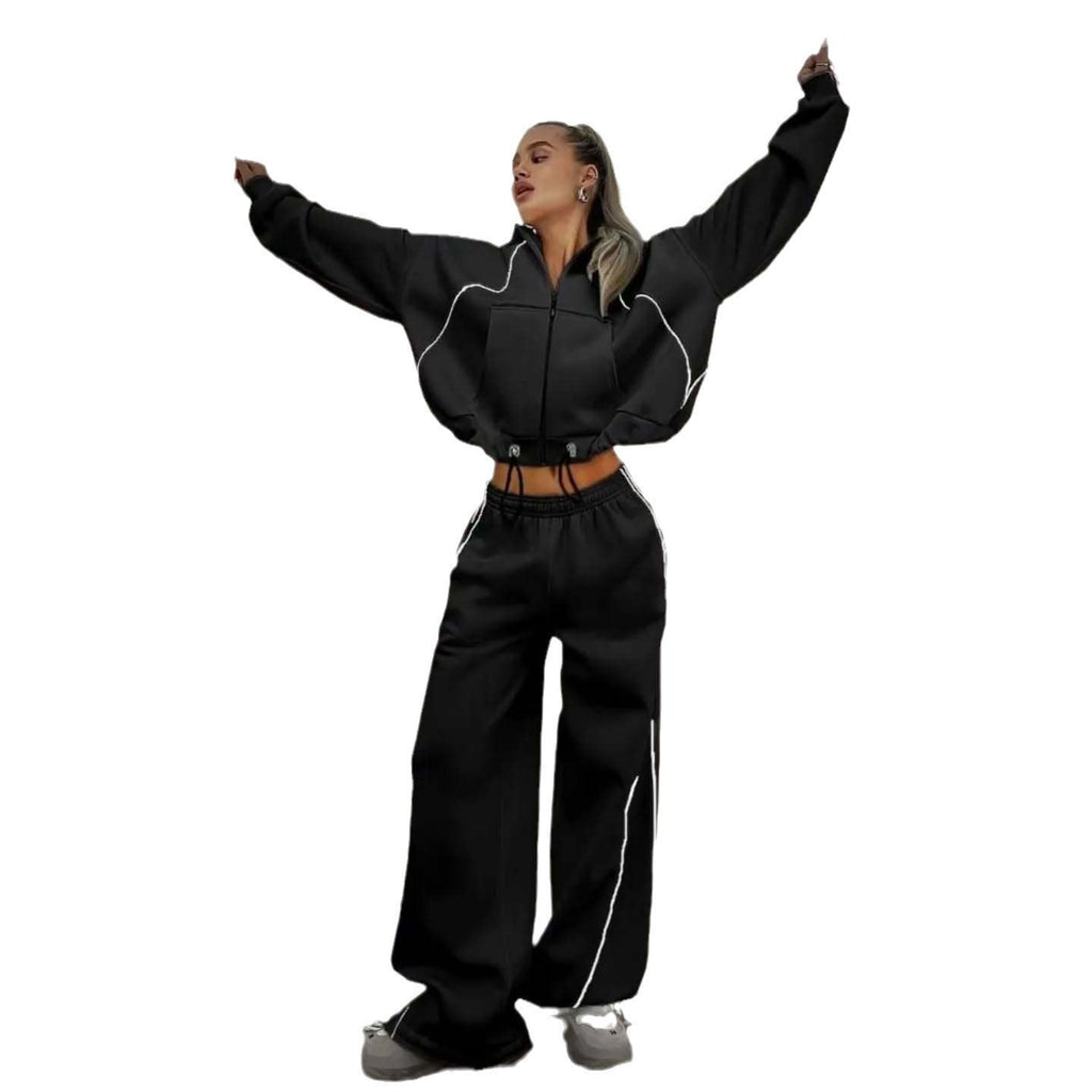 Women's Casual and Comfortable Vintage Jogging Set with High Waist