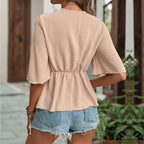 Women's Blouse with Decorative Knot and Wide Sleeves