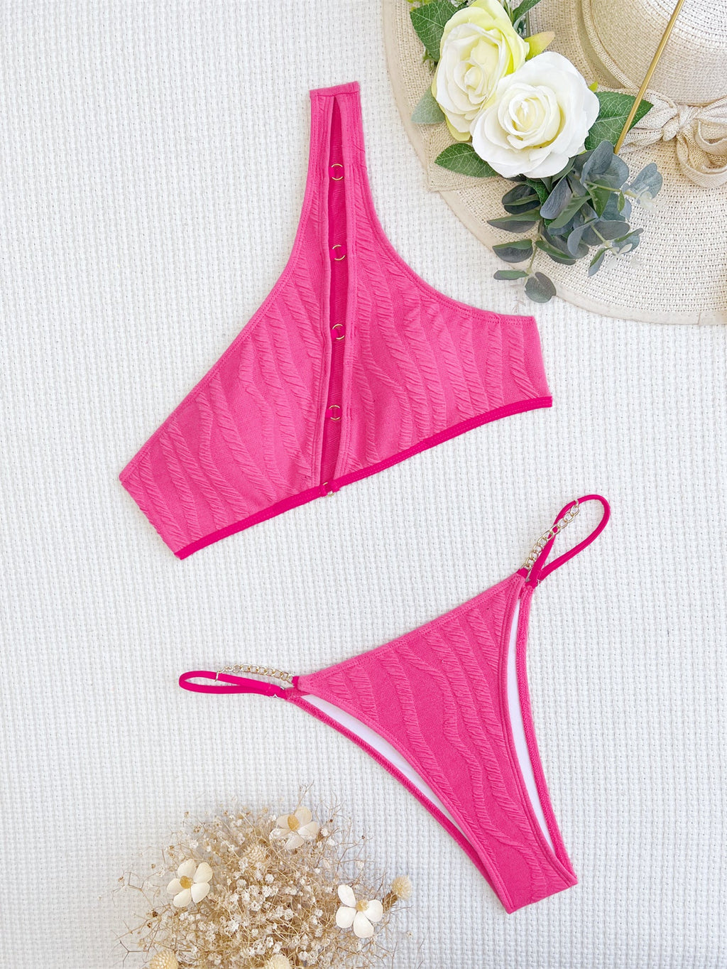 Women's Asymmetrical Bikini with Trendy Buckles