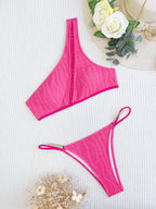 Women's Asymmetrical Bikini with Trendy Buckles
