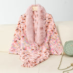 Women's Elegant Poncho with Luxurious Faux Fur Collar and Fringe