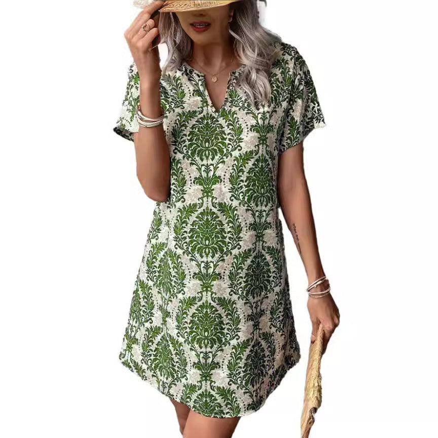 Women's Casual Floral V-Neck Dress