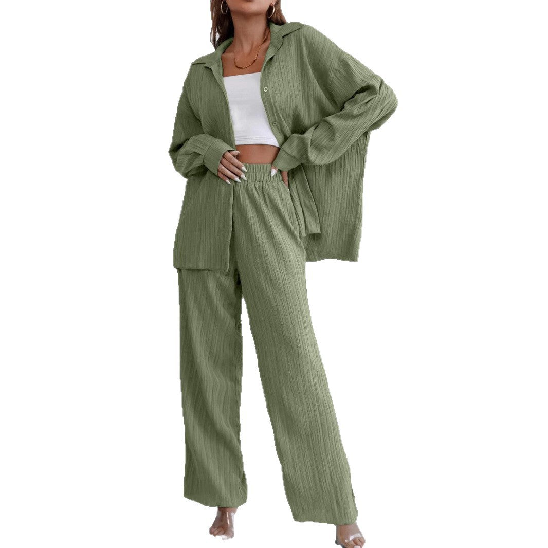 Casual Two-Piece Set with Button Detail