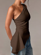 Women's Asymmetrical Top with Tiered Hem