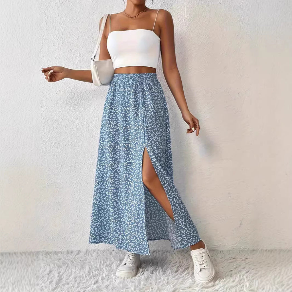 Women's Floral Maxi Skirt with Slit