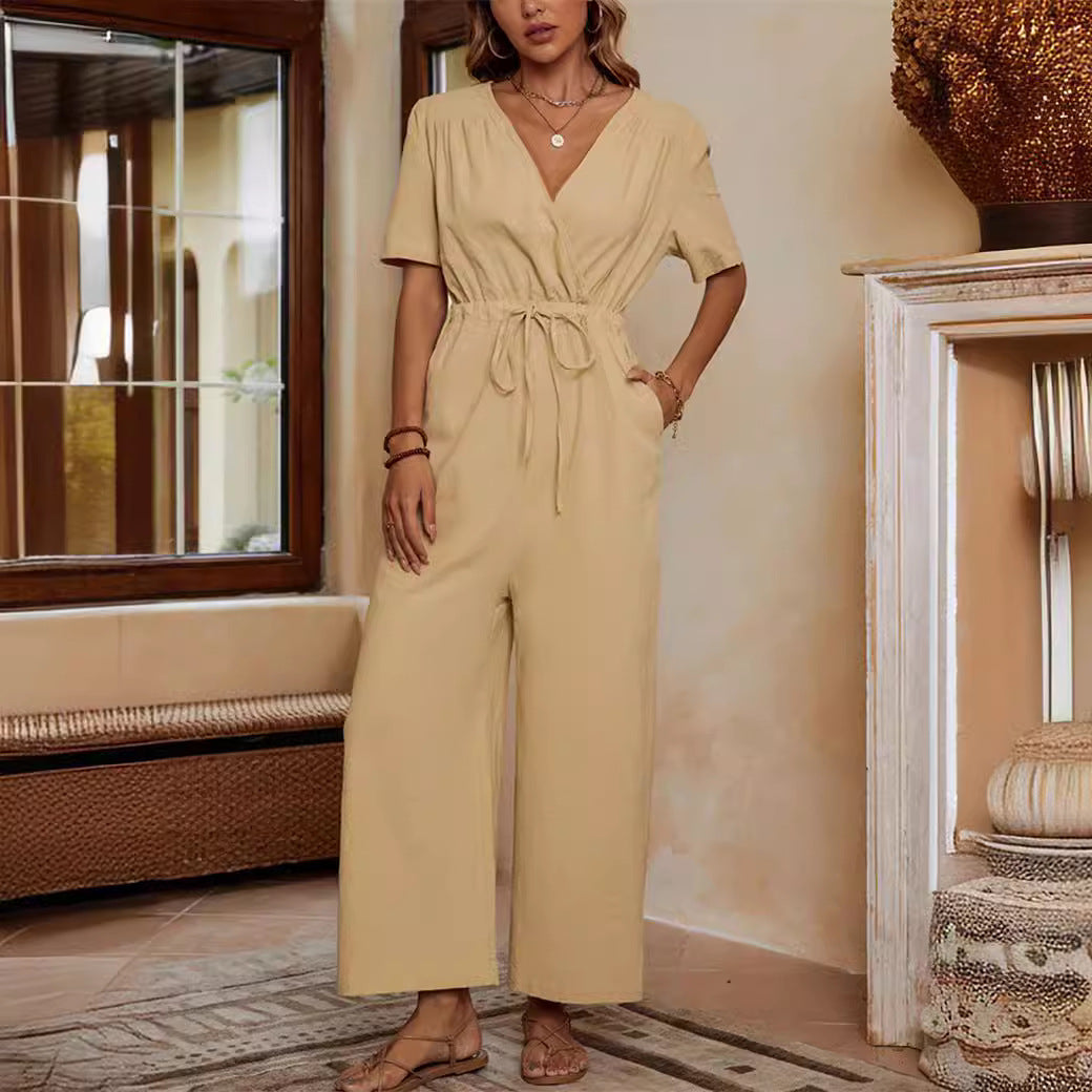 Casual High-Waisted Jumpsuit with Pockets