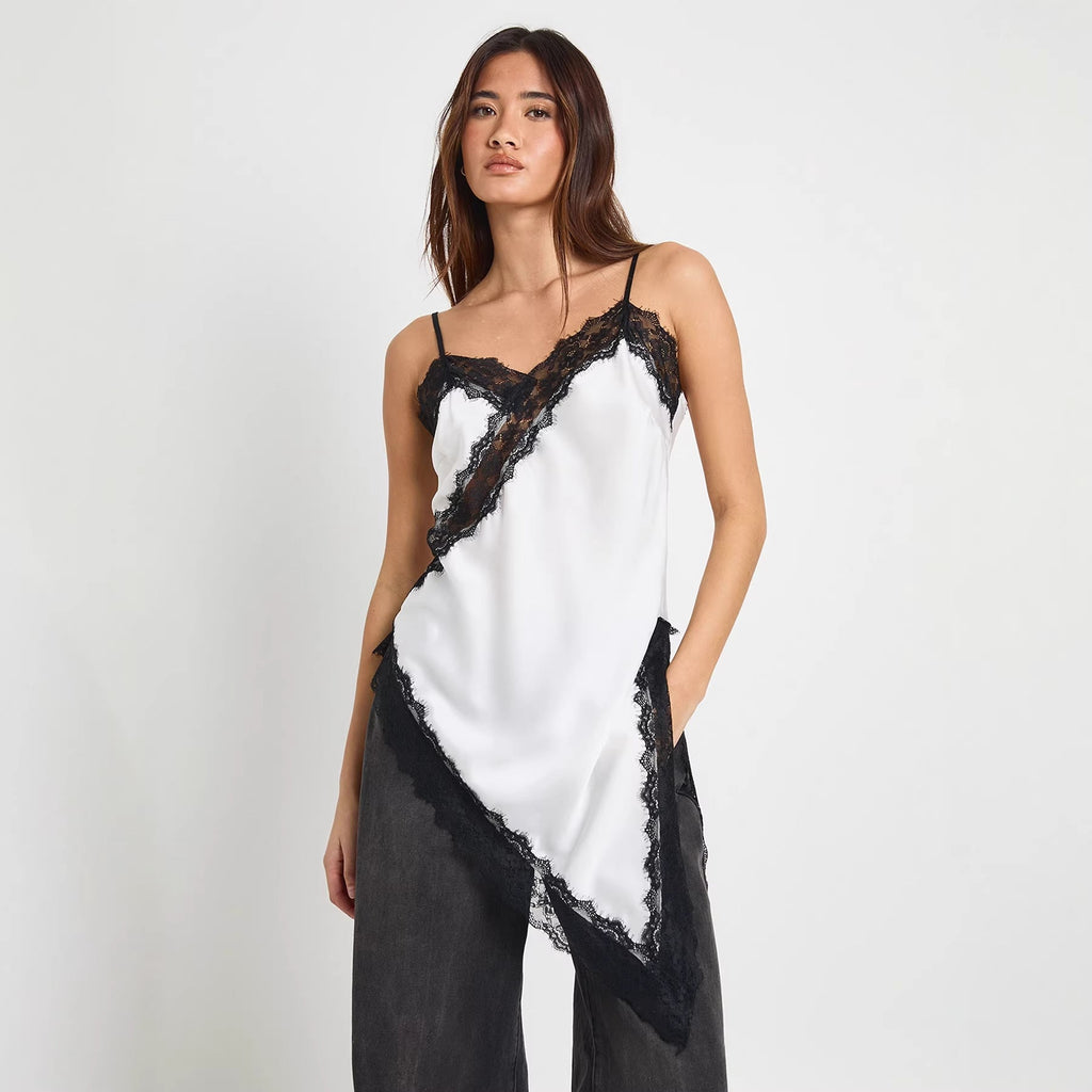 Women's Asymmetrical Lace Cami with Luxurious Details