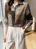 Women's Leopard Print Long-Sleeve Shirt