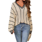 Women's Chunky Knit V-Neck Sweater with Casual Fit