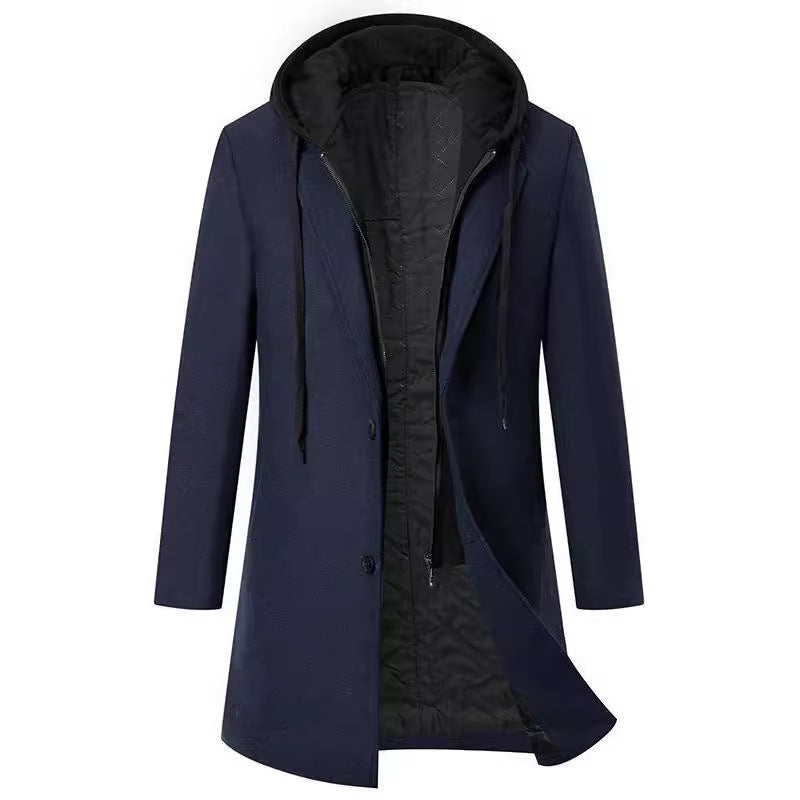 Women's Elegant Coat with Detachable Hood and Fleece Lining