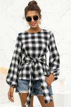 Women's Blouse with Tie Belt