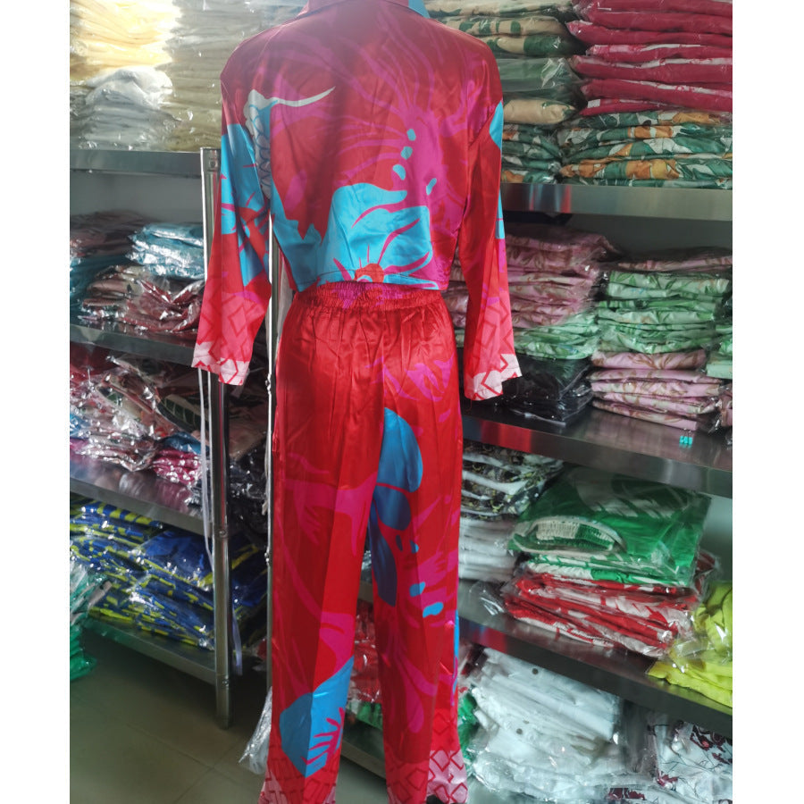 Casual Cropped Blouse and Wide-Leg Pants Set