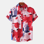 Women's Short-Sleeve Shirt with Artistic Color Design