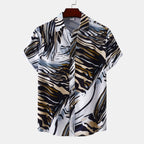 Women's Short-Sleeve Shirt with Modern Abstract Design