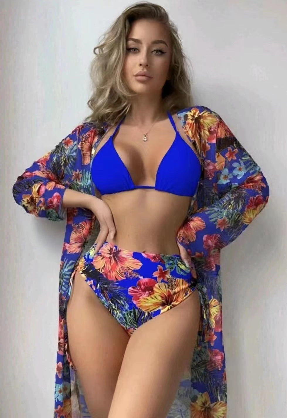 Women's Fashionable Swim Set with Stylish Kimono