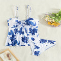 Women's Tankini Set with Floral Design and Adjustable Straps