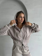 Cropped Zip-Up Hoodie