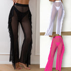 Women's Elegant Beach Pants with Ruffle Details