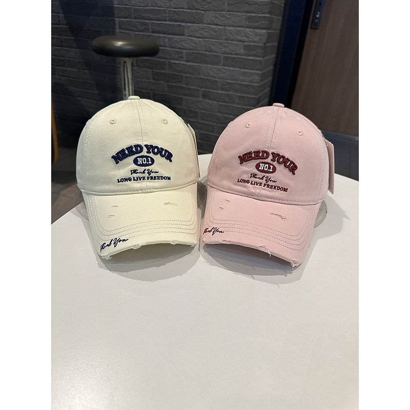 Men's Distressed Cotton Embroidered Baseball Cap