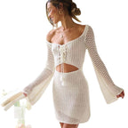 Elegant Crocheted Beach Dress with Open-Edge Design