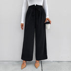 Women's Elegant Palazzo Trousers with High Waist and Tie Belt