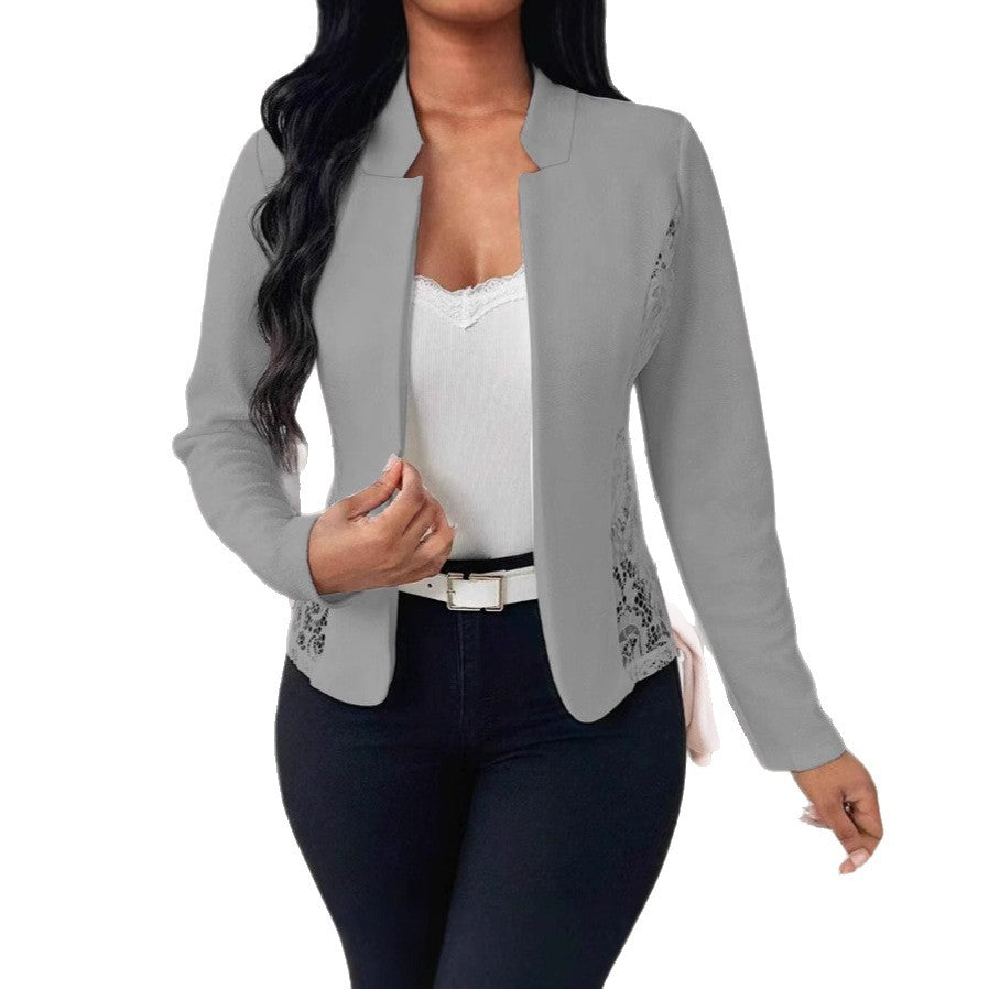 Elegant Blazer Jacket with Crochet Trim