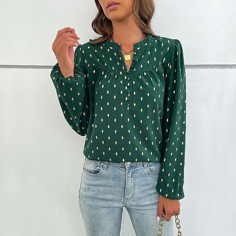 Women's Elegant Blouse with Folded Sleeves