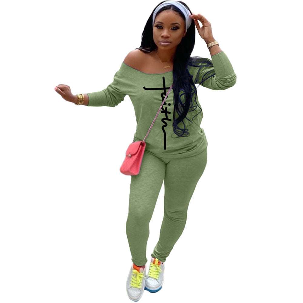 Women's Casual Off-Shoulder Two-Piece Set